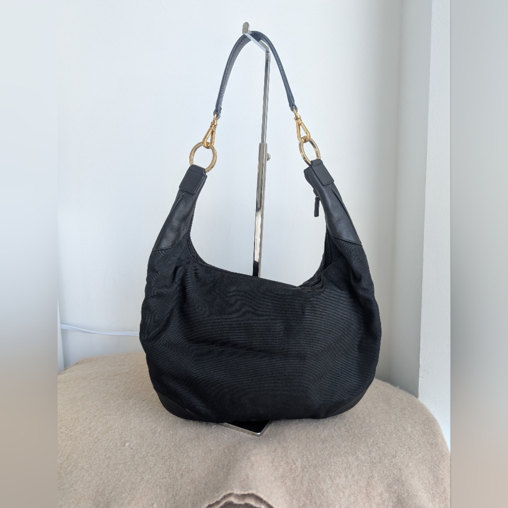 Gucci Black Hobo Bag with Gold Accents